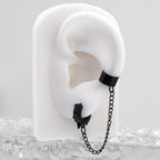 Black Six-Spike Chain Ear Clips