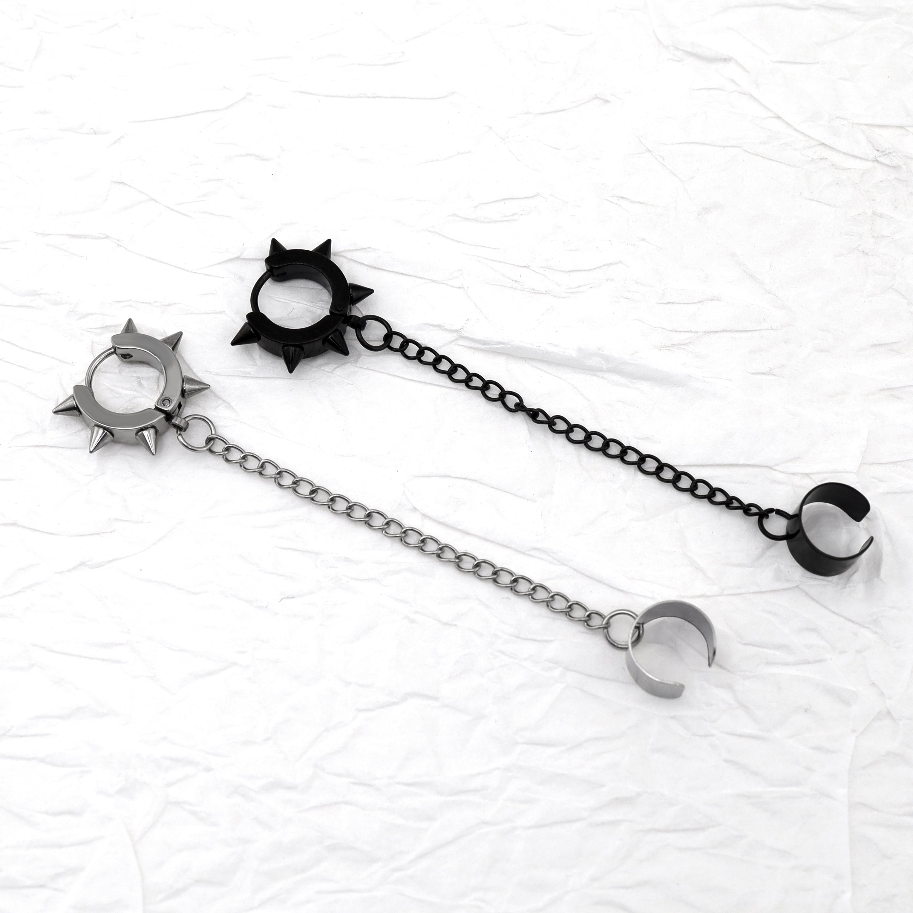 Six-Spike Chain stainless steel Ear Climbers