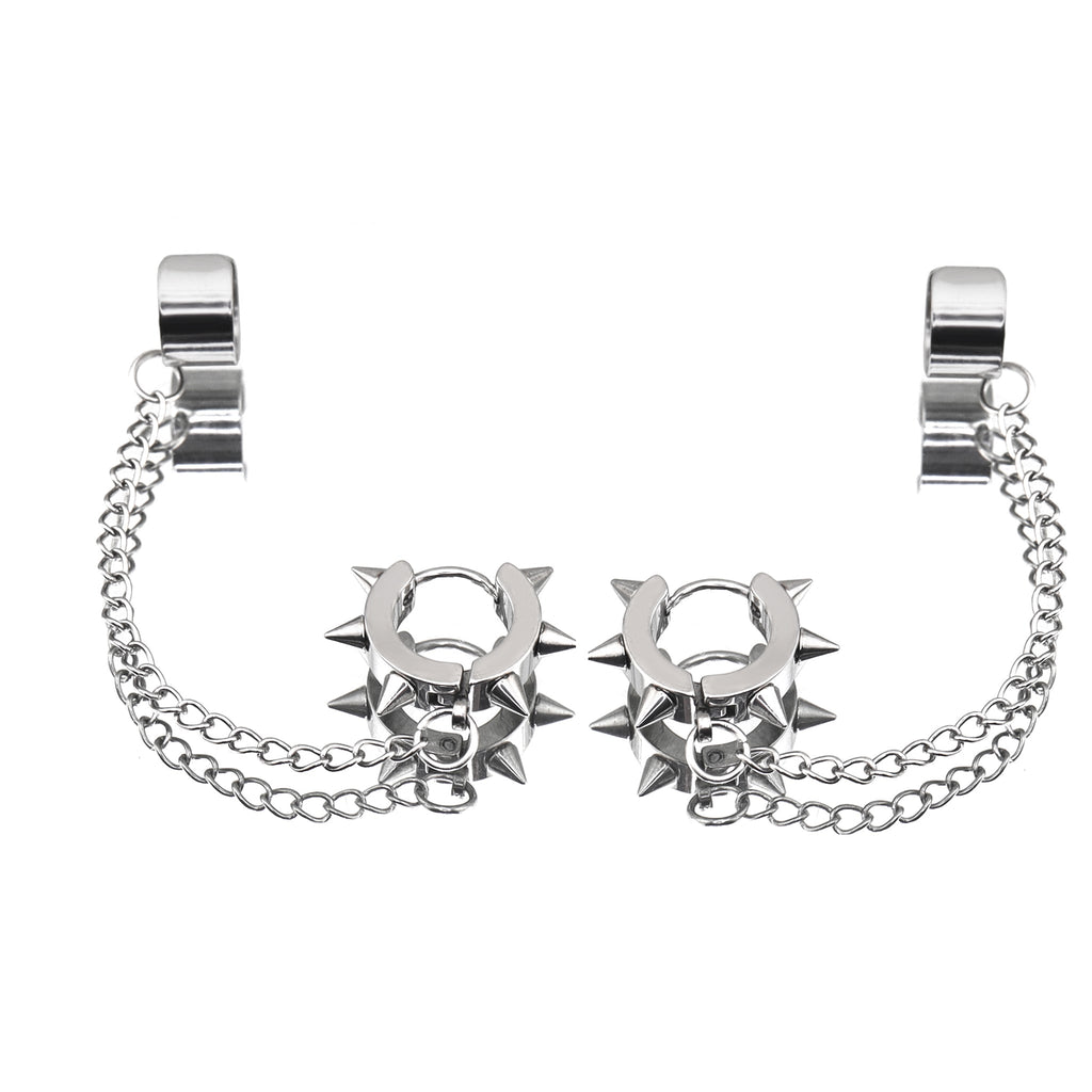 Six-Spike Chain stainless steel Ear Climbers