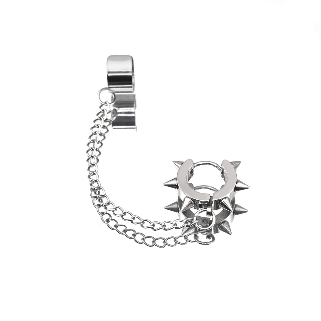 Six-Spike Chain stainless steel Ear Climbers