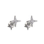 Double Four-Point Star CZ stainless steel Studs