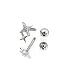 Double Four-Point Star CZ stainless steel Studs
