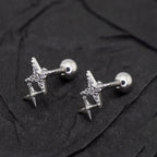 Double Four-Point Star CZ stainless steel Studs