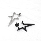 Black & White Large Pentagram Stainless Steel Ear Studs