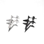 Black & White Large Pentagram Stainless Steel Ear Studs