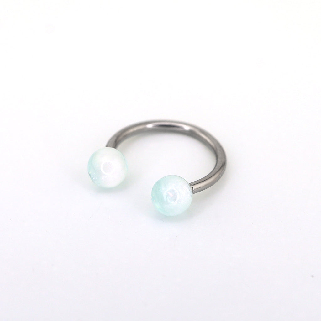 Acrylic Opal Stainless Steel Horseshoe Ring