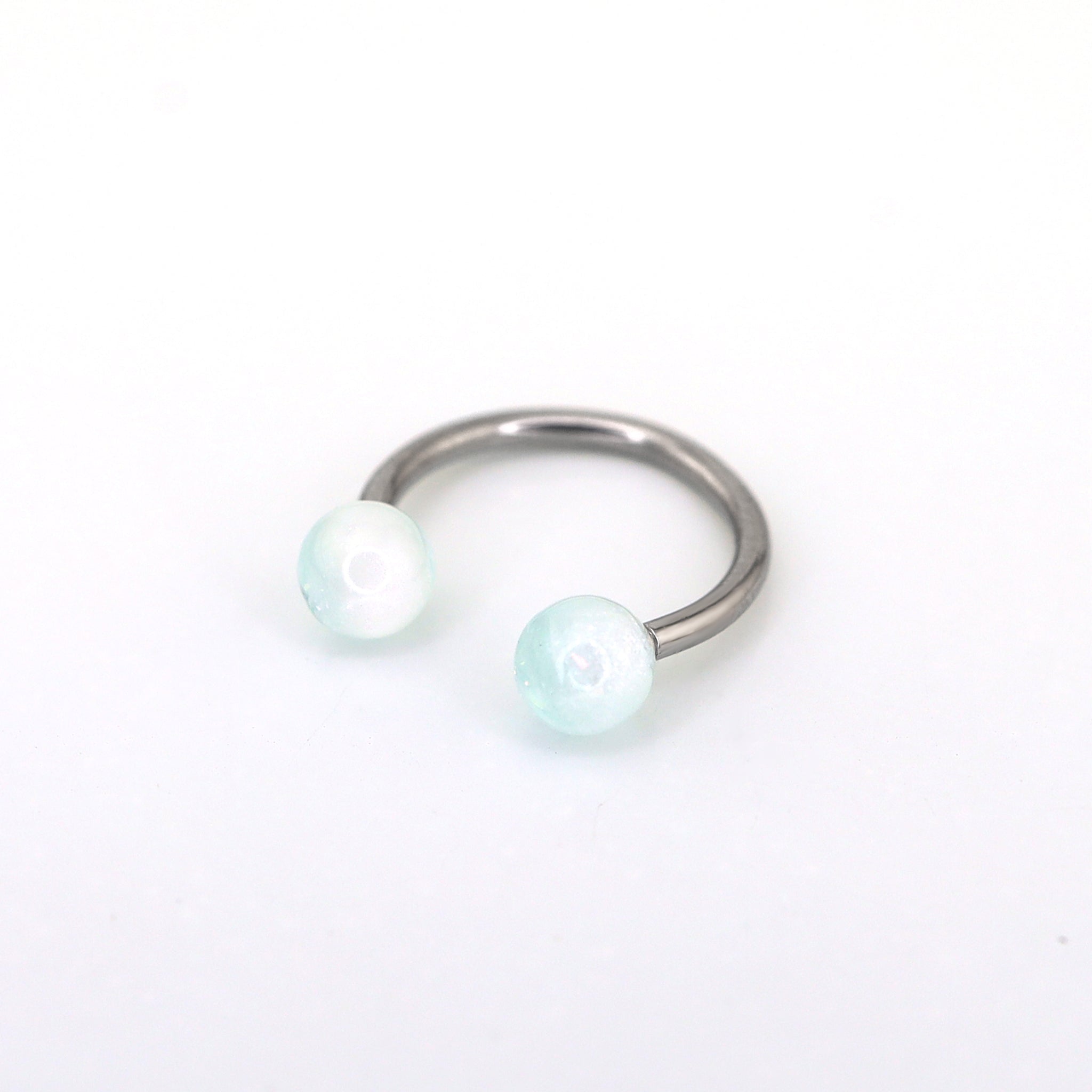Acrylic Opal Stainless Steel Horseshoe Ring
