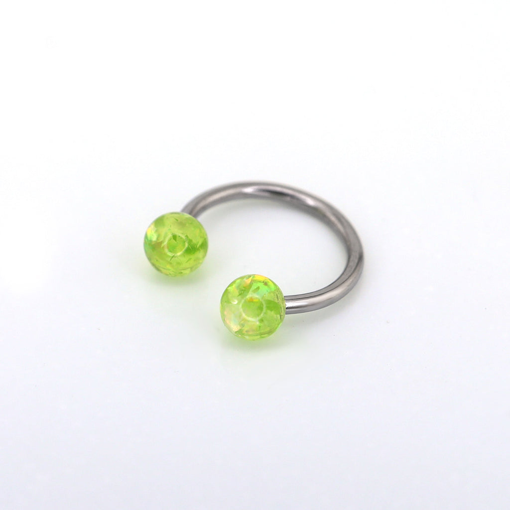 Acrylic Opal Stainless Steel Horseshoe Ring