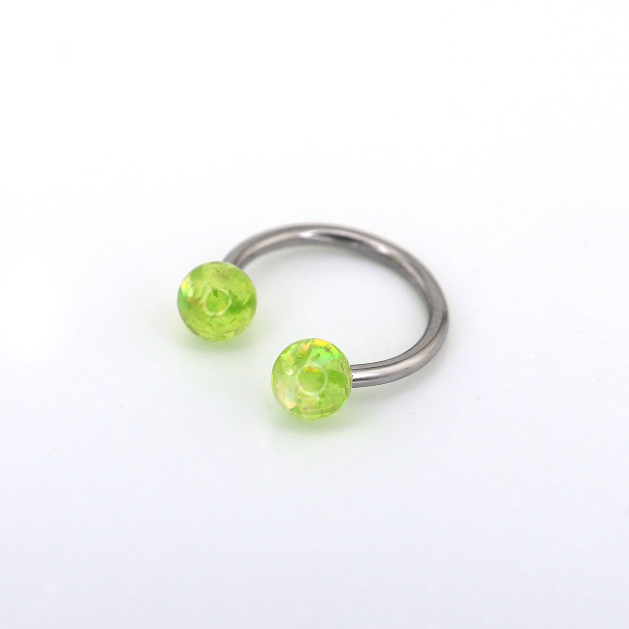 Acrylic Opal Stainless Steel Horseshoe Ring