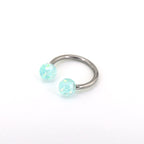Acrylic Opal Stainless Steel Horseshoe Ring
