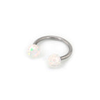 Acrylic Opal Stainless Steel Horseshoe Ring
