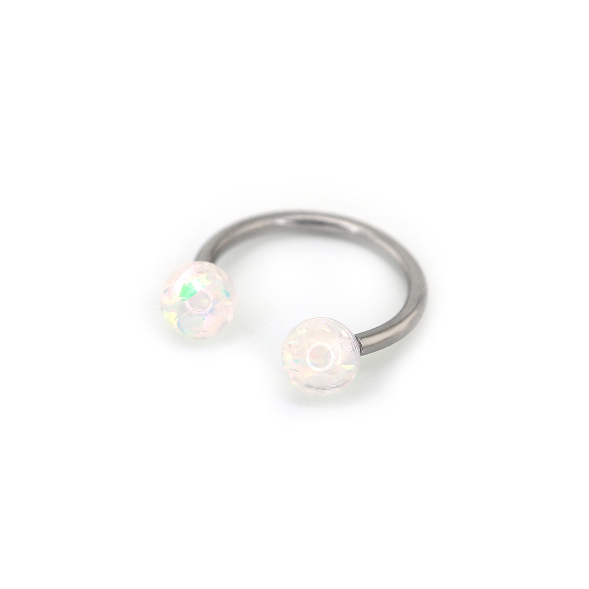 Acrylic Opal Stainless Steel Horseshoe Ring