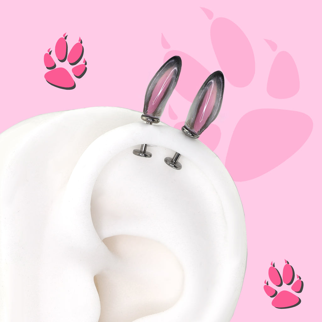 Bunny & Fox Internally Threaded Titanium Helix Couple Earrings