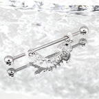 Fishbone CZ stainless steel Industrial Barbell