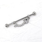 Fishbone CZ stainless steel Industrial Barbell