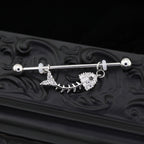 Fishbone CZ stainless steel Industrial Barbell
