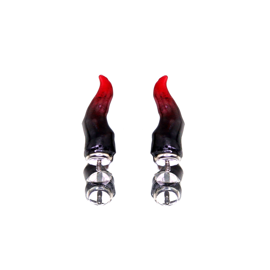 Black & Red Satan Titanium Helix Studs