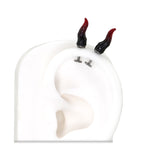 Black & Red Satan Titanium Helix Studs