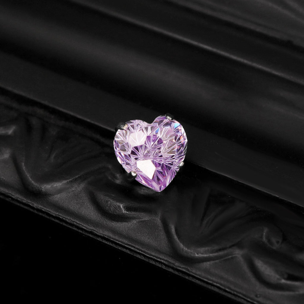 Pink Heart Firework-Cut Titanium Internally Threaded Studs