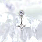 CZ Pendant Four-Point Star Titanium Internally Threaded Studs