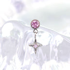 CZ Pendant Four-Point Star Titanium Internally Threaded Studs