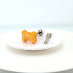 Star Baker - Resin Puppy's Bone Bread Stainless Steel Ear Studs