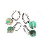 PAIR OF Jade-Inspired Blue Pendant stainless steel Earrings