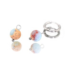 PAIR OF Jade-Inspired Blue Pendant stainless steel Earrings