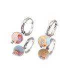 PAIR OF Jade-Inspired Blue Pendant stainless steel Earrings