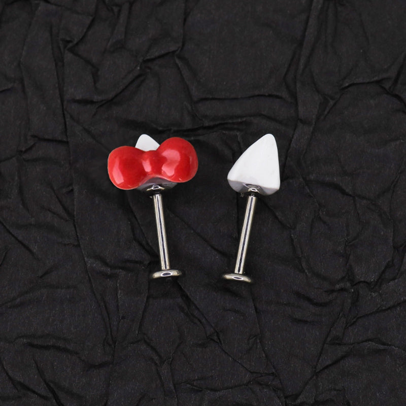 Paws & Purrs - Cute Kitty Bow Titanium Helix Studs