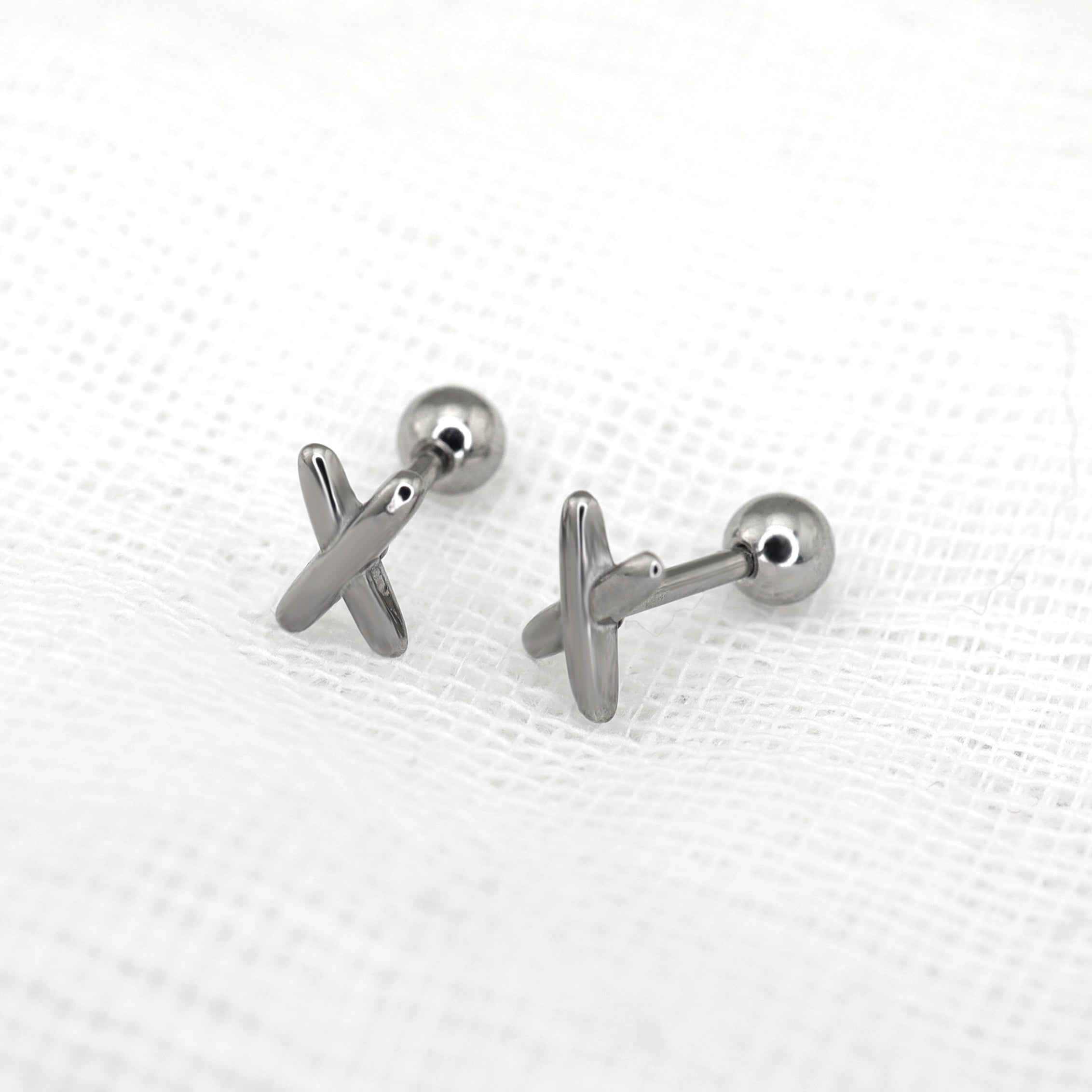 "X" Design Stainless Steel Ear Studs