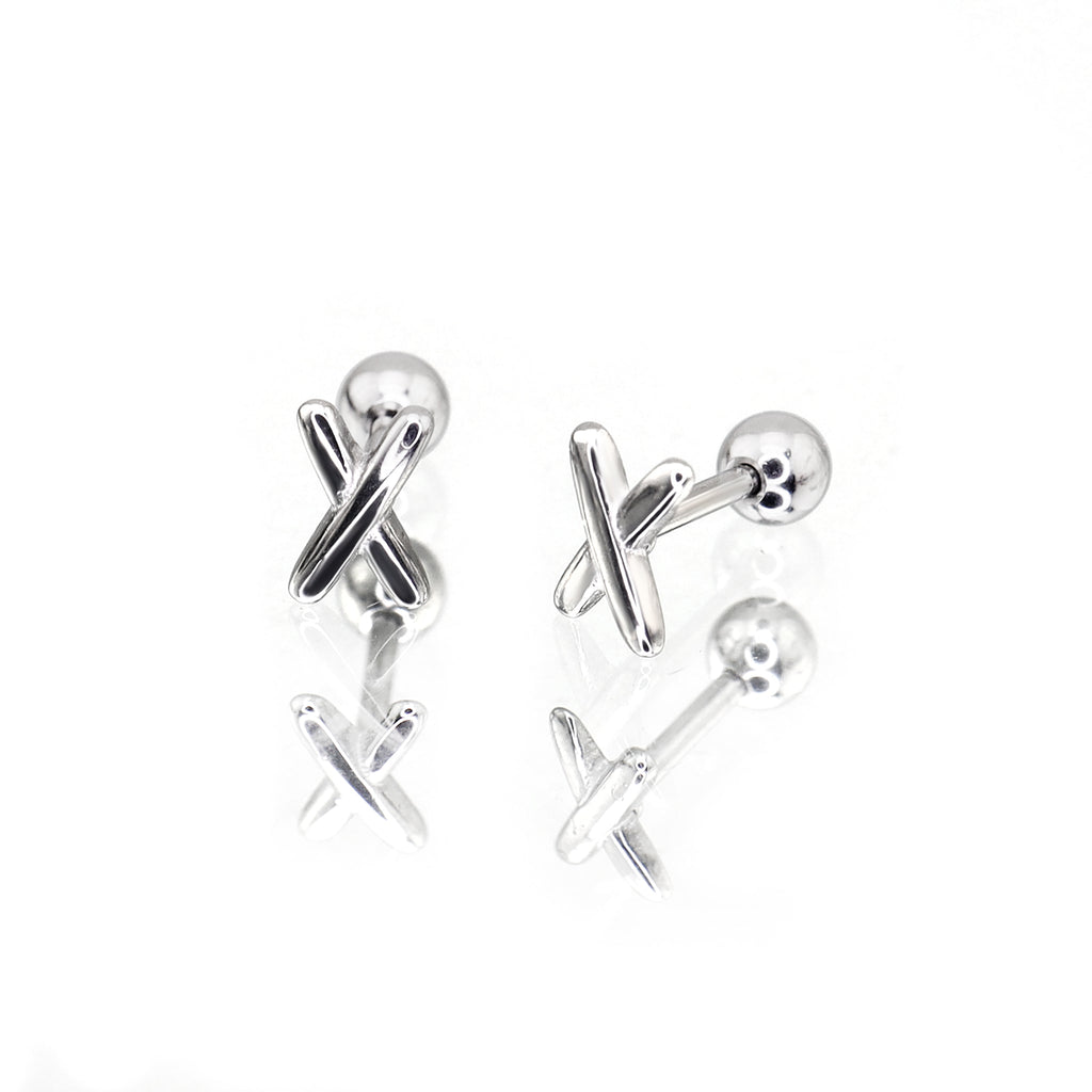 "X" Design Stainless Steel Ear Studs