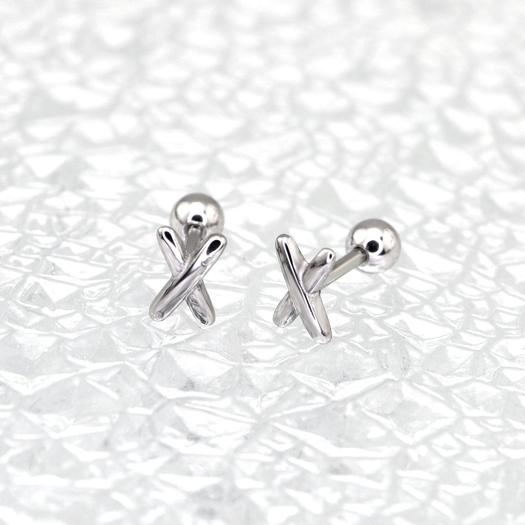 "X" Design Stainless Steel Ear Studs