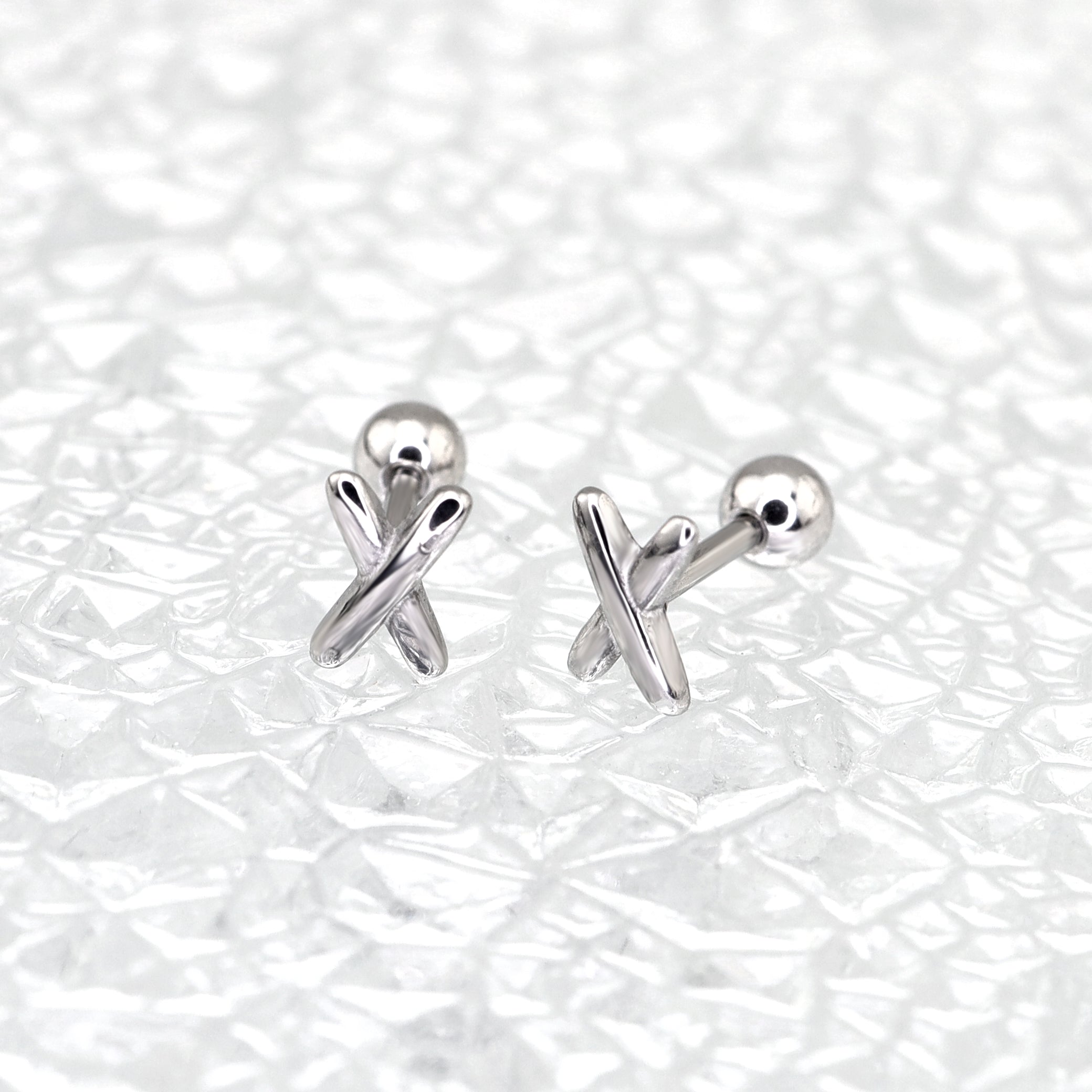 "X" Design Stainless Steel Ear Studs