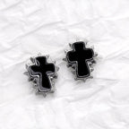 Spiked Oil Slick Cross stainless steel Ear Studs