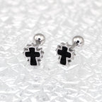 Spiked Oil Slick Cross stainless steel Ear Studs