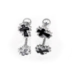Spiked Oil Slick Cross stainless steel Ear Studs