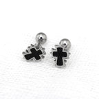 Spiked Oil Slick Cross stainless steel Ear Studs