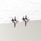 Pink CZ Double Star Thin Gauge Ear Studs