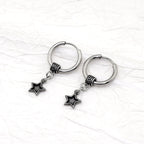 Black Star Dangle Stainless Steel Earrings