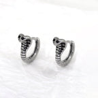 Black CZ Cobra Stainless Steel Earrings