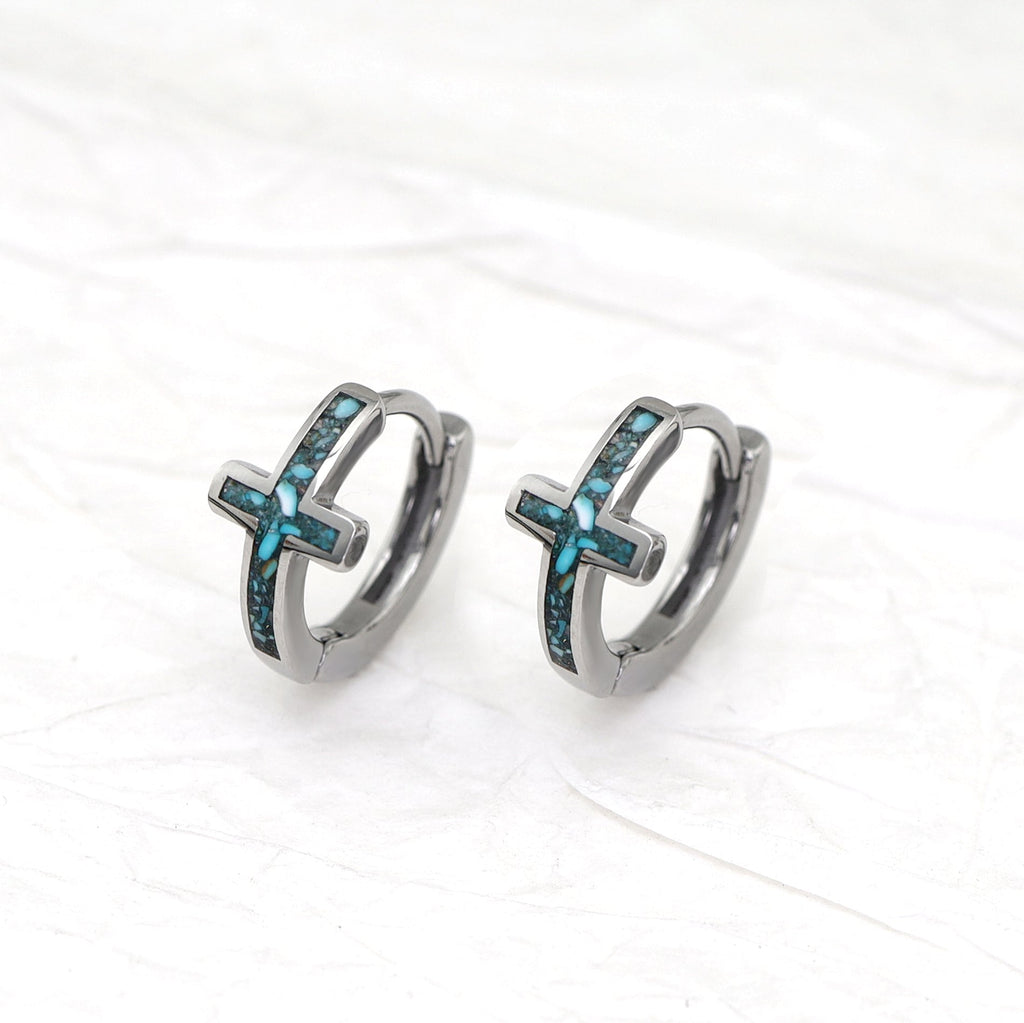 Turquoise Cross stainless steel Earrings