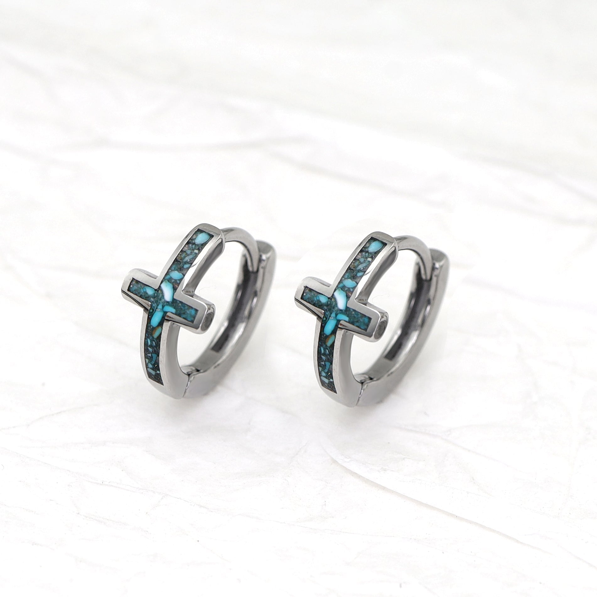 Turquoise Cross stainless steel Earrings