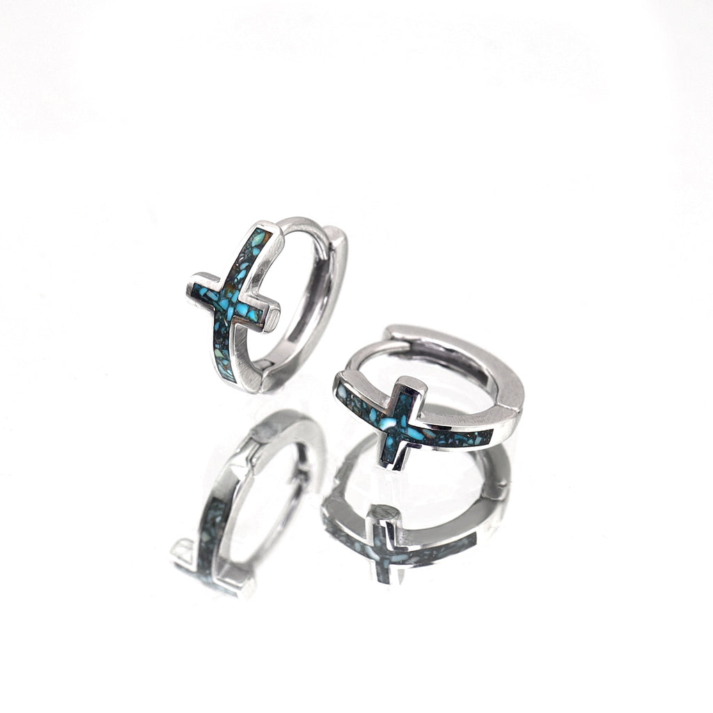 Turquoise Cross stainless steel Earrings