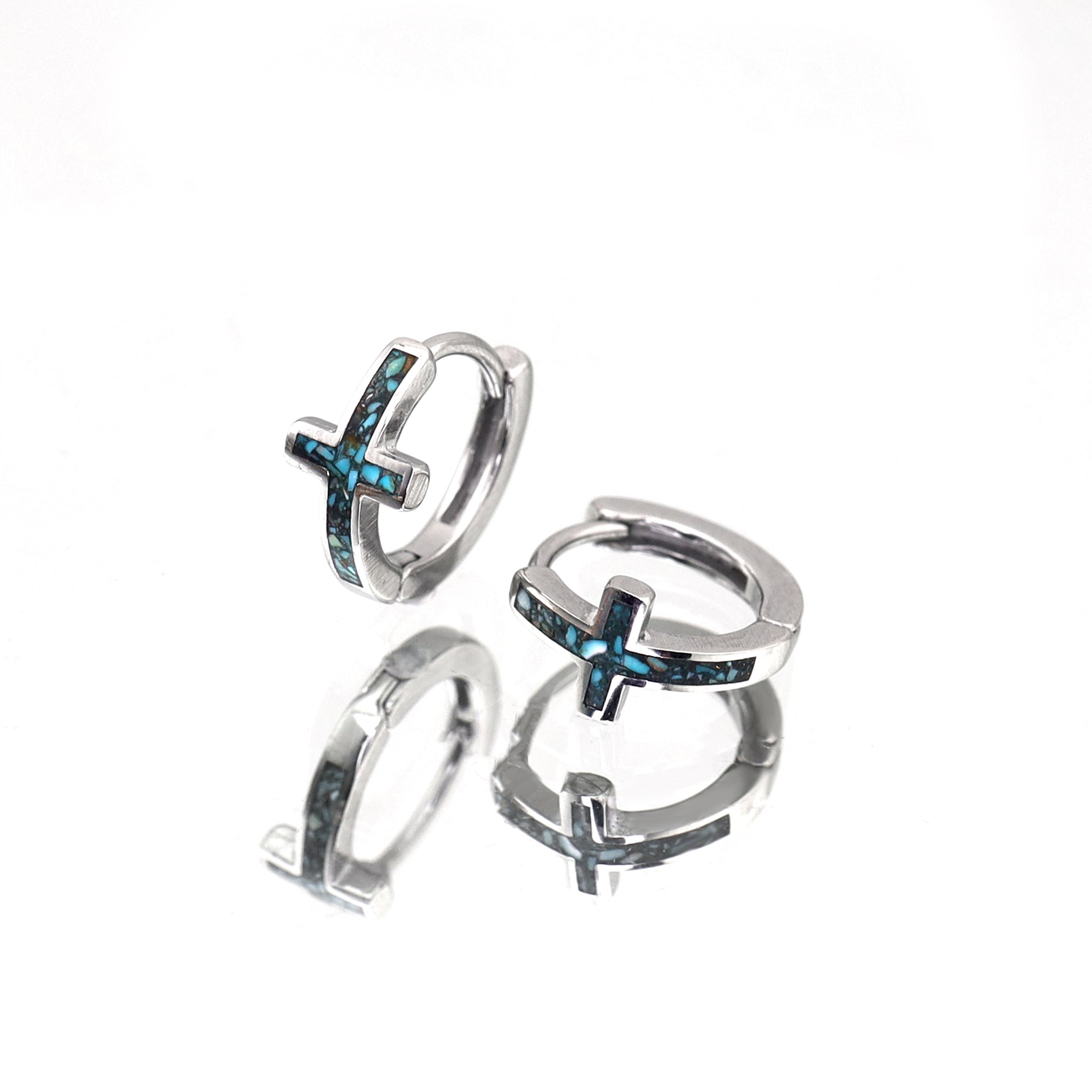 Turquoise Cross stainless steel Earrings