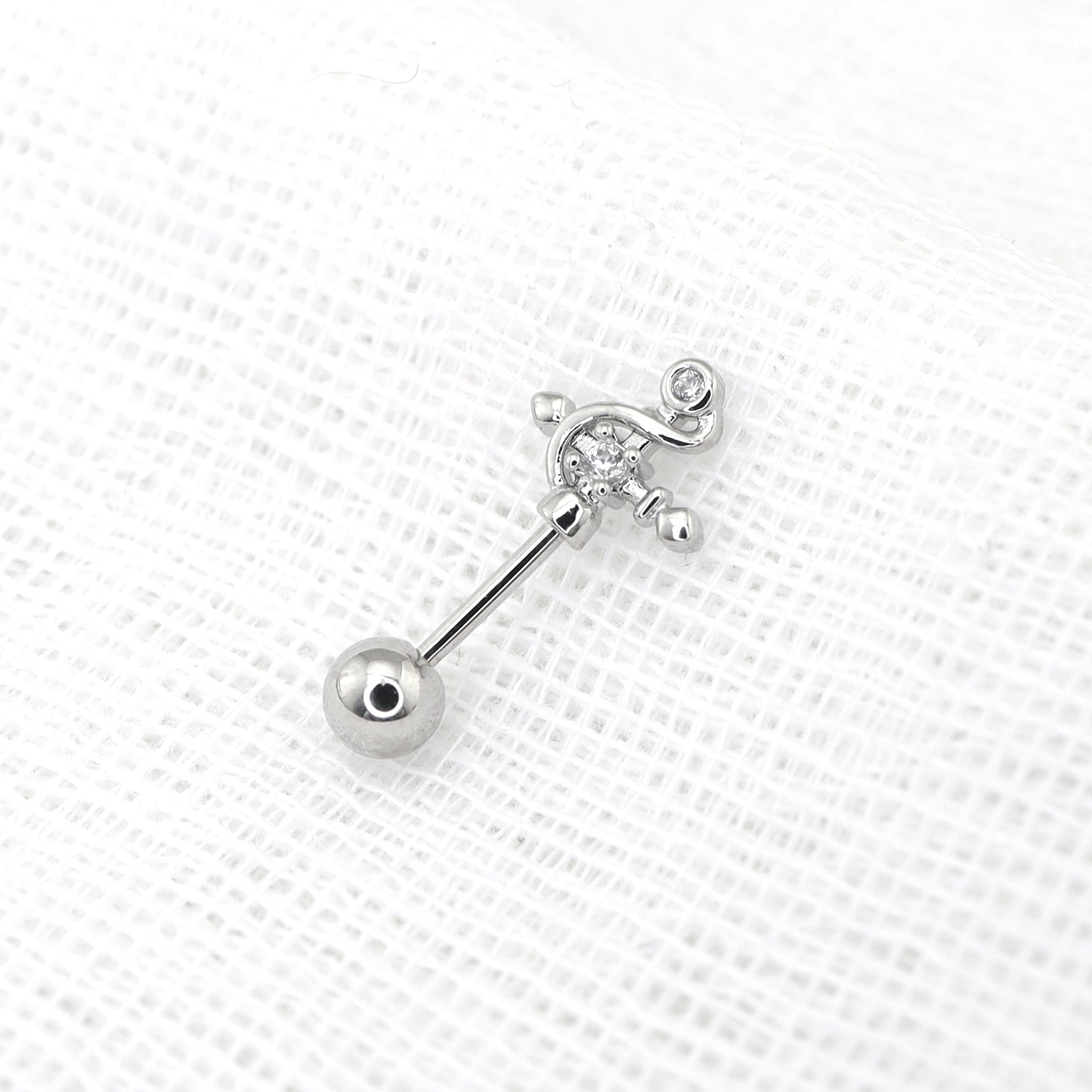 CZ Magic Wand Cross Helix Studs