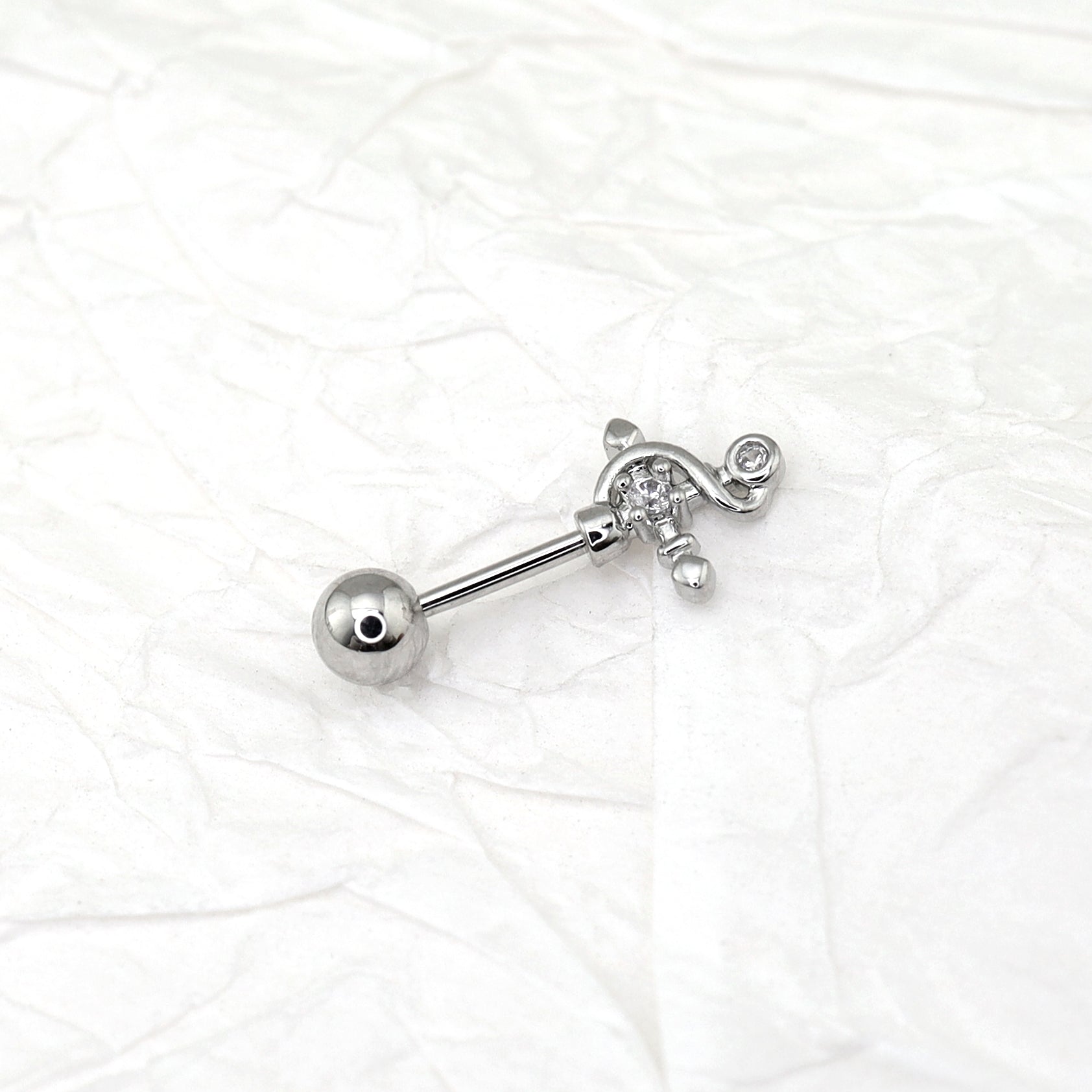 CZ Magic Wand Cross Helix Studs