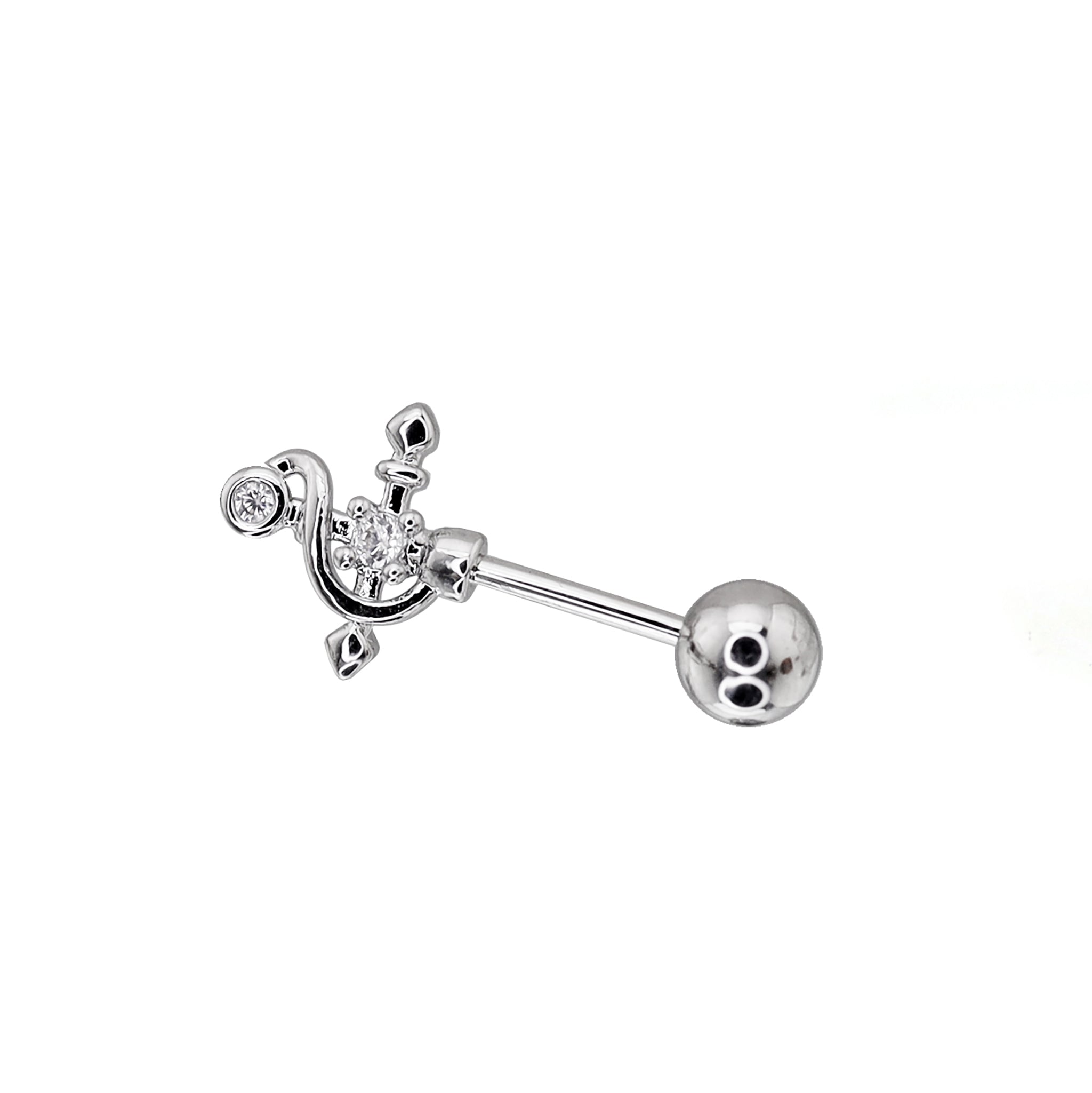 CZ Magic Wand Cross Helix Studs