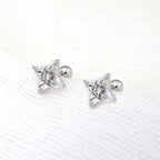Four-Point Star CZ Thin Gauge Ear Studs