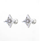 Four-Point Star CZ Thin Gauge Ear Studs